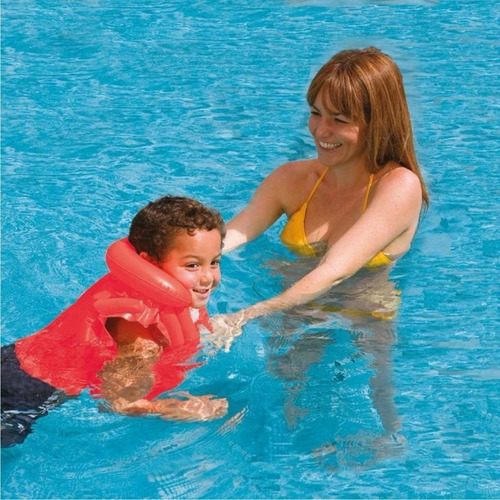 Imagen 3 de 5 de Chaleco Inflable Infantil Intex Deluxe Rojo 50x47cm 22706/9