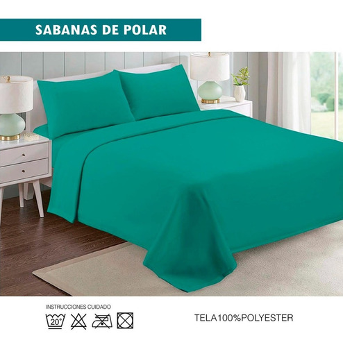 Sabanas De Polar 2.0 Plazas (queen) Turquesa Otoño Invierno