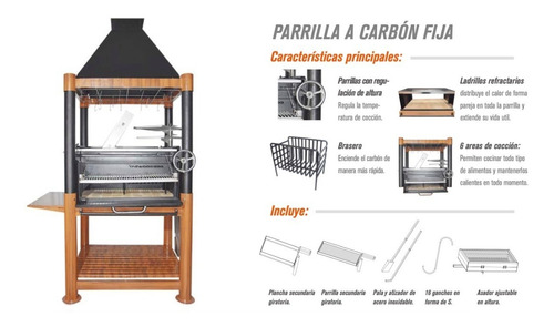 Imagen 6 de 10 de Parrilla Asador De Hierro Y Acero Inoxidable Tagwood