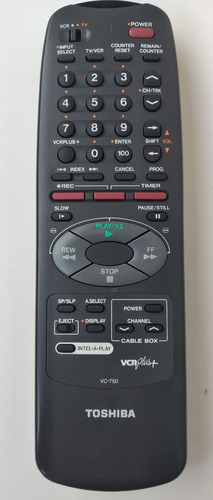 Controle Remoto Video Cassete Toshiba Vc-750 Vcrplus+ Orig.