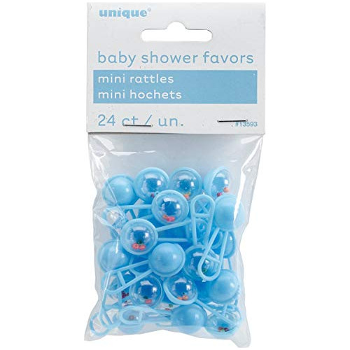 Unique Industries Mini Baby Rattle Favors, 1 Pulgada, Azul,