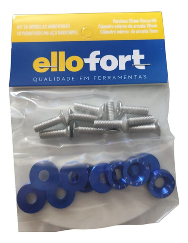 Parafuso Arruela Anodizadas Anilhas Fender Washers Motor Billet Fixadores De Placa 10 Unidade M6 X 20mm Tuning Carro Motos Aluminio Universal