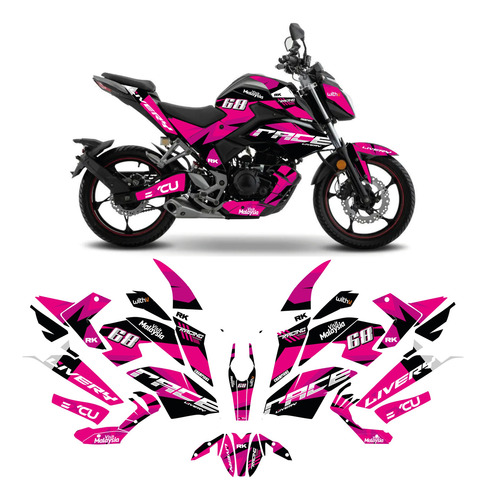 Kit De Gráficos Para Moto 250z Mod. Race 68 Rsa