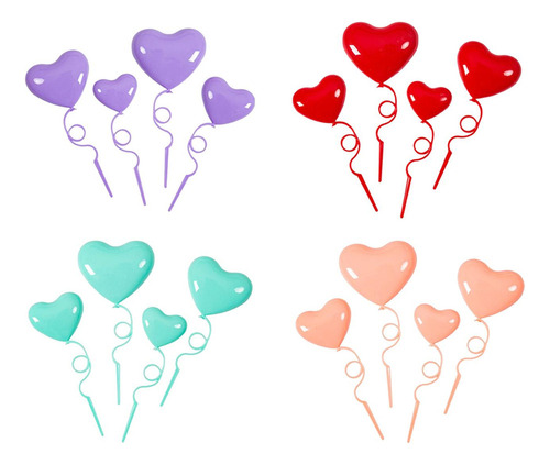 16pcs Cake Decorations Heart Shape 3d Love Ornaments