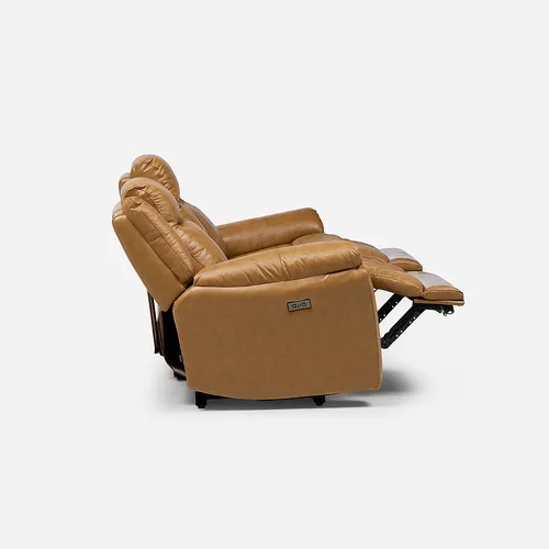 Sofá Reclinable Rimini 3 Cuerpos Eléctrico Cuero Whiskey