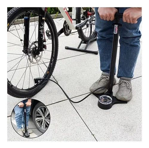 Bombín Con Manómetro Inflador Neumáticos Bicicleta Pelota