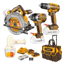 Comprar Llave De Impacto + Taladro + Sierra Circular + Maleta Ingco Color Amarillo