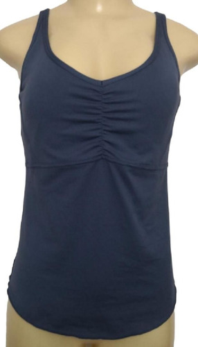 Blusa De Tiros Deportiva Dama Prana Azul Brasier Integrado