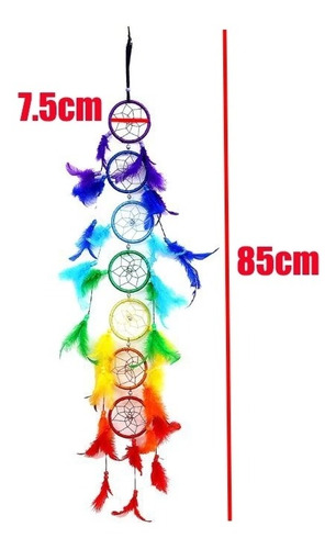 Imagen 1 de 2 de Atrapasueños Colgante Móvil Chakras Artesanal Tejido Plumas