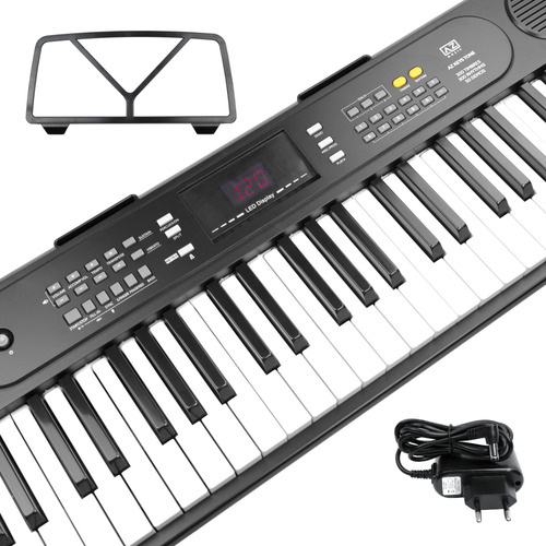 Teclado Musical 61 Teclas Az Keys Tone Preto C/ Fonte Bivolt