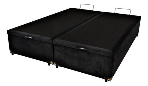 Cama Box Baú Queen + Colchão Molas Ensacadas Ecoflex 158x198 Cor Suede Preto