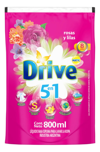 Jabón líquido Drive Matic Rosas y Lilas floral repuesto 800 ml