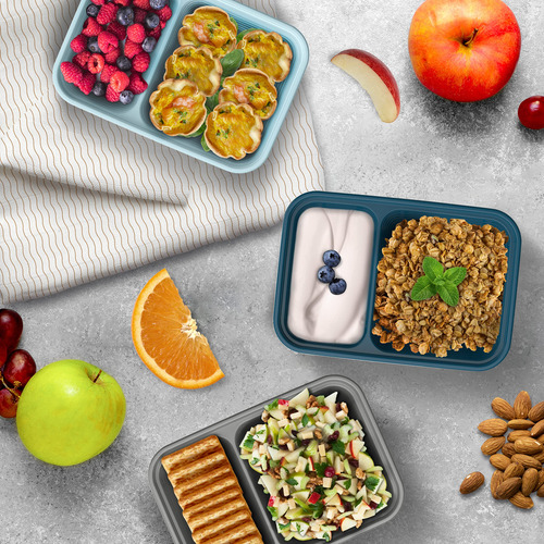 Contenedores For Refrigerios De 2 Compartimentos Con Tapas