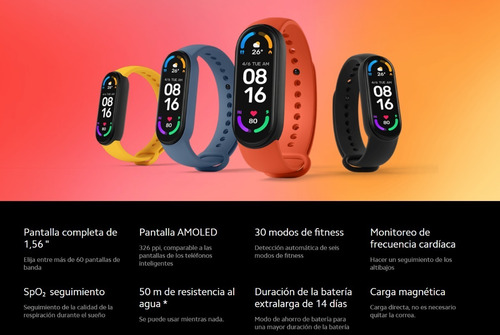 Imagen 3 de 10 de Xiaomi Mi Band 6 Smartwatch Reloj Mide Oxigeno Español 2021