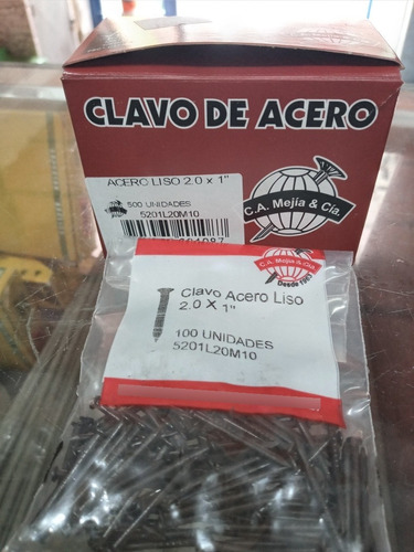 Clavos De Acero Liso De 1   X 2.0 Bolsa De 100 Unidades 