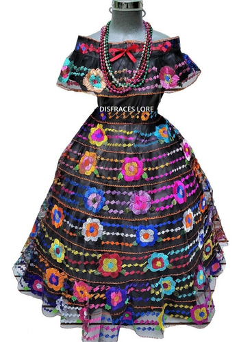 Vestido Tipico De Chiapas 4 Olanes De 3 A 4 Años Bordado A M | Envío gratis