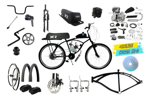 DESMONTADA Bicicleta Bike Motorizada Banco Xr + Kit Motor 80cc Moskito Cor Preto Tamanho Do Quadro 17