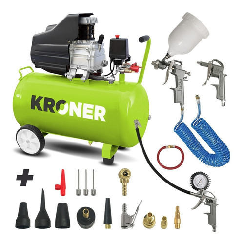 Compresor De Aire Kroner 50 Litros 2,5 Hp + Kit Aire Pintura