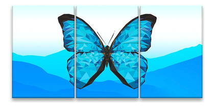 Quadro Decorativo 122x60 Sala Quarto Borboleta Geométrica