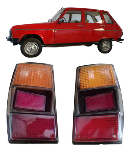 Juego De Lentes Faros Trasero Renault 6 (borde Negro)