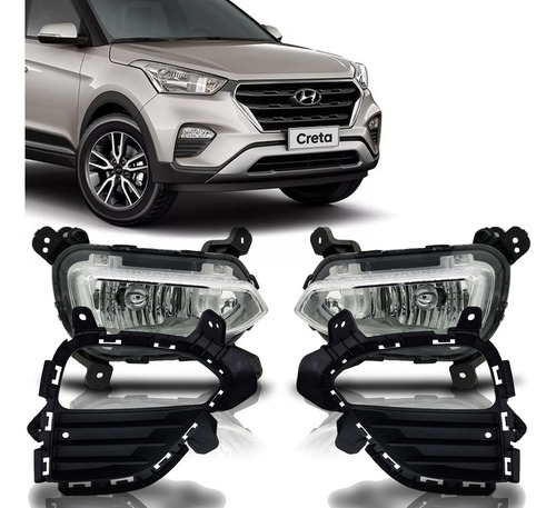 Par Farol Milha Creta 2017 2018 2019 C/ Moldura