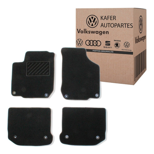 Kit Juego De Tapetes Alfombra Vw Jetta A4 Negros Originales 