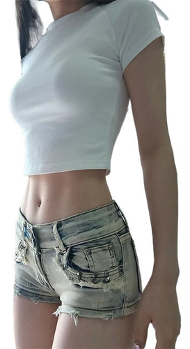 Shorts Ajustados Elásticos De Talle Bajo Que Cubren La