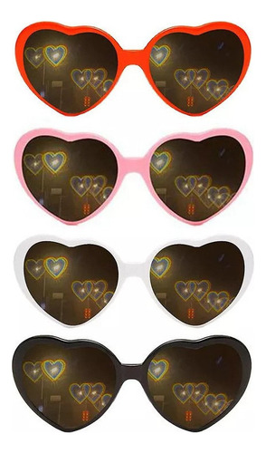 Lentes De Difração Com Efeito Coração, 4 Unidades