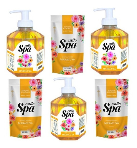 Estilo Spa 3 Jabón Liquido Y 3 Doypack Maracuya