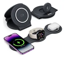 Comprar Hicober Estación De Carga 3 En 1 Para Apple Múltiples Dispositivos, Cargador Inalámbrico De Viaje Plegable De 18 W Para iPhone 16 15 14 13 Pro Max Plus Y Apple Watch Series\u002FAirPods