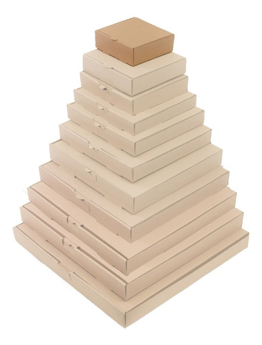 Imagen 2 de 7 de 50 Cajas Para Pizza 14x14x5cms Carton Microcorrugado Kraft