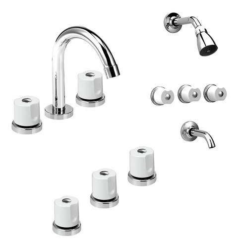 Combo Griferia Baño Peirano Malba Set Lavatorio Bidet Ducha