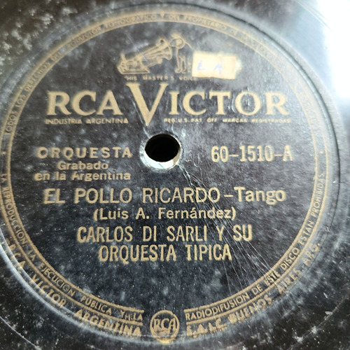 Pasta Carlos Di Sarli Su Orquesta Tipica Rca Victor C610