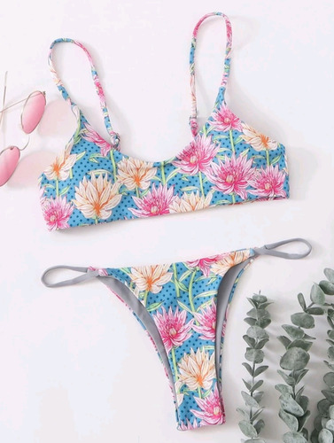 Traje De Baño Mujer 2 Piezas Bikini Floral 