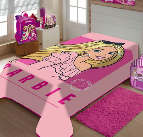 Cobertor Raschel Solteiro Barbie 1,50x2,00m Jolitex