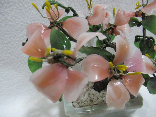 Árbol De La Vida Flores Rosadas Piedra Dura Maceta Celadón (Usado)
