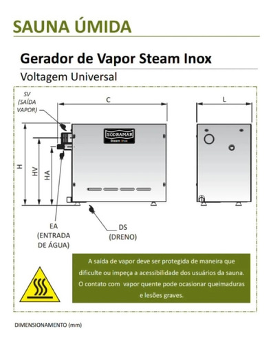 Sauna Vapor Inox 15kw + Comando Digital 25m³ - Sodramar