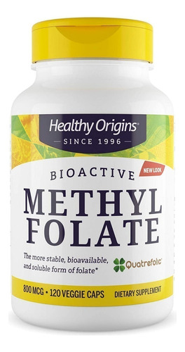 Metil Folato 800 Mcg, 120 Caps, Healthy Origins,