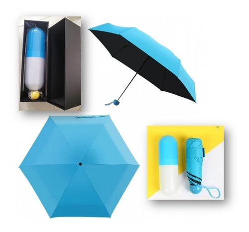 Sombrilla Mini Paraguas Capsula O Píldora De Mano Para Bolso