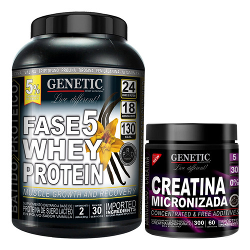 Proteína Whey F5 Creatina 300g Genetic Fuerza Recuperación 