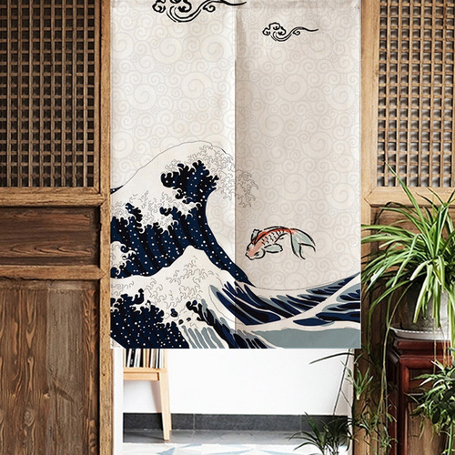 Cortina Divisoria 85* 120 Cm Estilo Japonés Poliéster Mitad