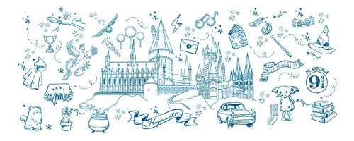 Kit Teclado E Mouse Sem Fio Usb Wireless Edição Harry Potter Mouse Azul Teclado Azul