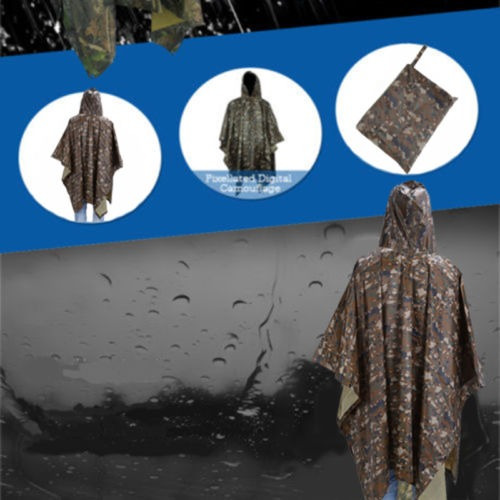 Us Ship Military Rain Coat Ripstop Poncho Con Capucha Imperm