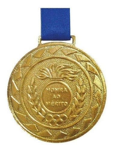 Kit Com 100 Medalhas De Ouro M60honra Ao Mérito C/fita Azul