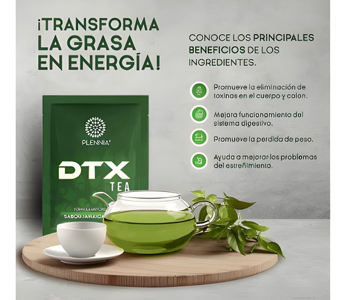 Dtx Tea-5 Pza Desinflama Elimina Toxinas Del Cuerpo Y Colon