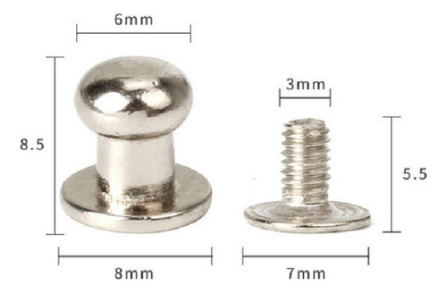 Carrapeta Fecho De Bainha Cabeça 6mm Prata C/ 10 Unidades