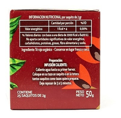 Té Rojo Orgánico Hierbas Del Oasis Pack X 3 Cajas