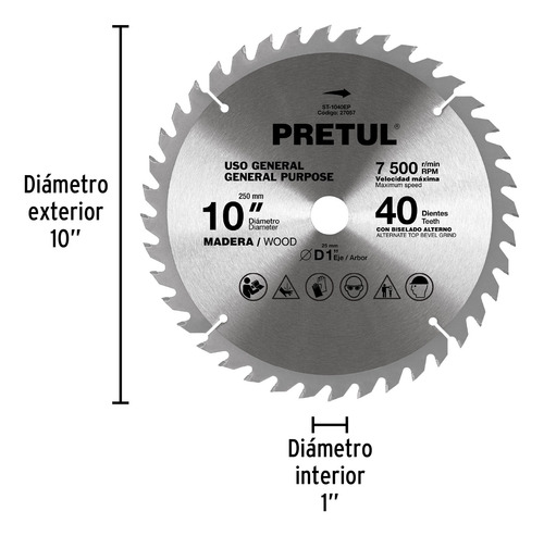 Sierra Circular Corte 10´ Para Madera Disco Inglete 27057