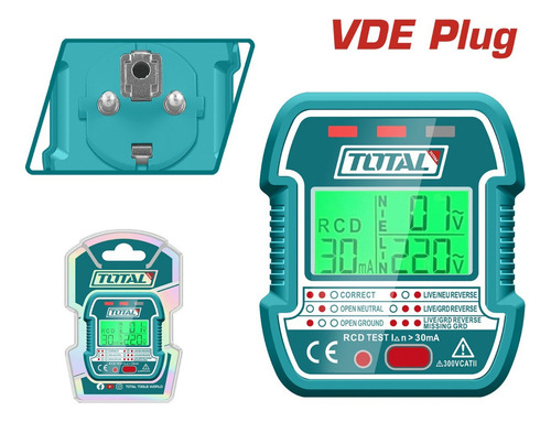Probador De Socket Lcd Ac 90-250v 45-65hz Rcd 30ma