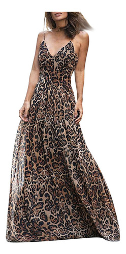 25, Vestido Temperamento Con Cuello En V Y Estampado De